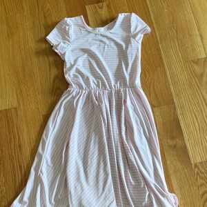 Dot Dot Smile Light Pink & White Striped Short-Sleeve Dress